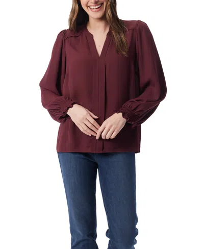 Gloria Vanderbilt Women's Danika Pleated Peasant Long Sleeve Top