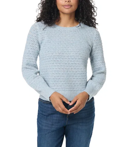 Gloria Vanderbilt Women's Darby Sequined Crewneck Long Blouson Sleeve Sweater In Blue