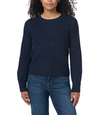 Gloria Vanderbilt Women's Darby Sequined Crewneck Long Blouson Sleeve Sweater In Blue