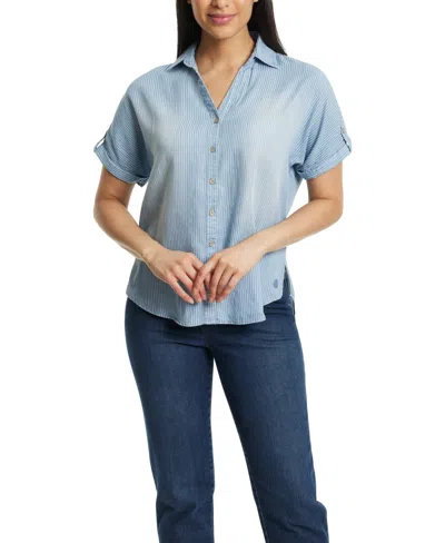 Gloria Vanderbilt Women's Demi Short-sleeve Shirt In Blue