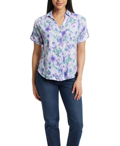 Gloria Vanderbilt Women's Demi Short-sleeve Shirt In Blue