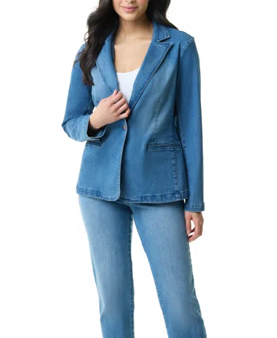Gloria Vanderbilt Women's Denim One-button Blazer In Blue
