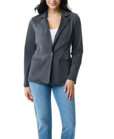 Gloria Vanderbilt Women's Denim One-button Blazer In Gray