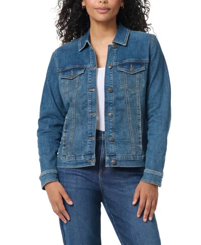 Gloria Vanderbilt Women's Denim Point-collar Slim Jacket In Blue