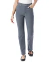 Gloria Vanderbilt Petites Amanda Womens Classic Rise Medium Wash Tapered Leg Jeans In Grey Dusk