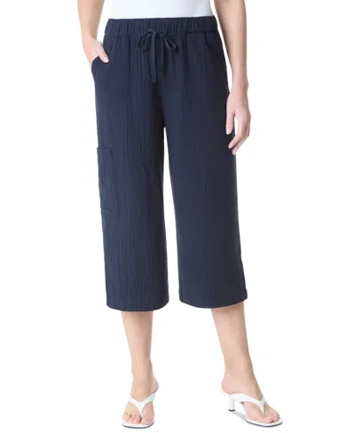 Gloria Vanderbilt Women's High Rise Crinkled Cotton Cropped Pants