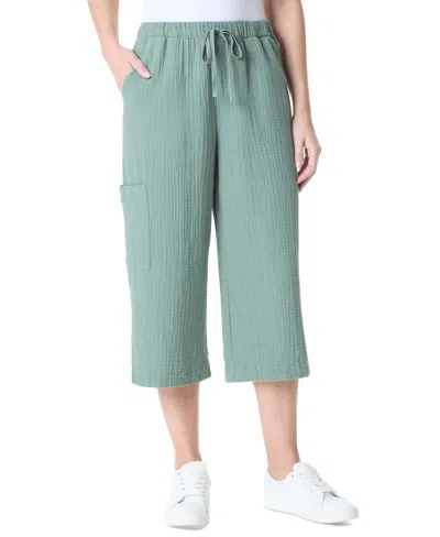 Gloria Vanderbilt Women's High Rise Crinkled Cotton Cropped Pants