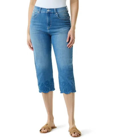 Gloria Vanderbilt Women's High-rise Embroidered Capri Jeans In Blue