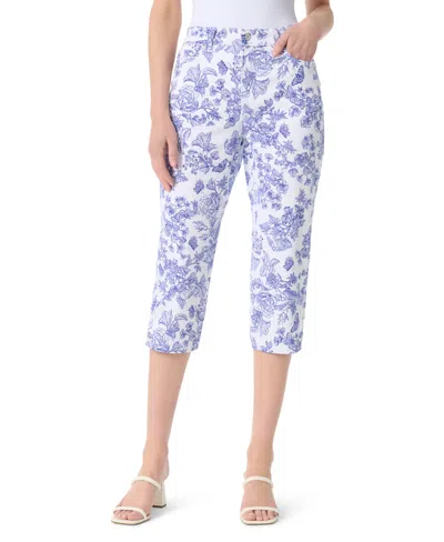 Gloria Vanderbilt Women's High-rise Floral-print Capri Pants In Blue