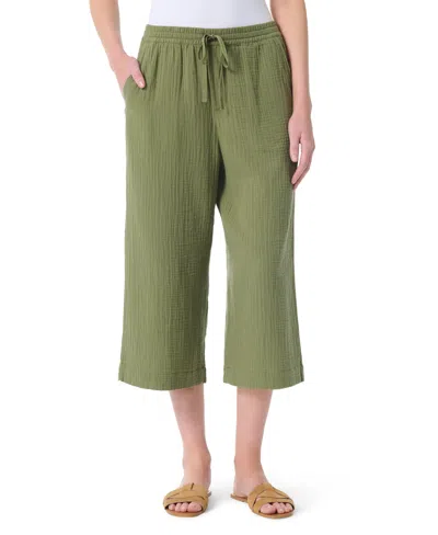 Gloria Vanderbilt Women's High-rise Wide-leg Gauze Pants In Green