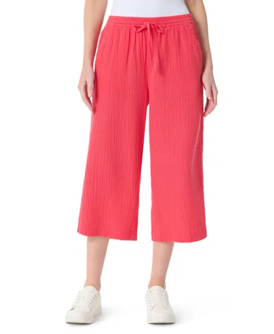 Gloria Vanderbilt Women's High-rise Wide-leg Gauze Pants In Red