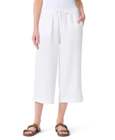 Gloria Vanderbilt Women's High-rise Wide-leg Gauze Pants In White