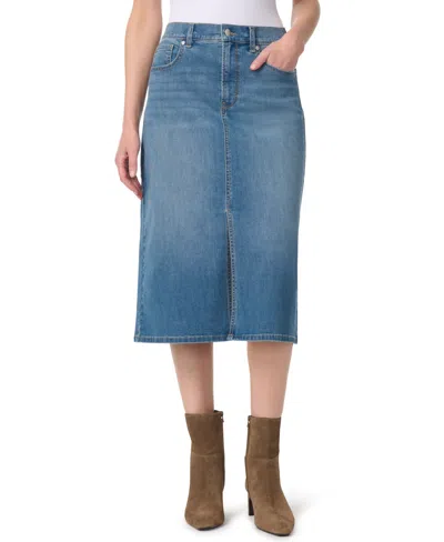 Gloria Vanderbilt Women's High-waisted Midi Denim Skirt In Blue
