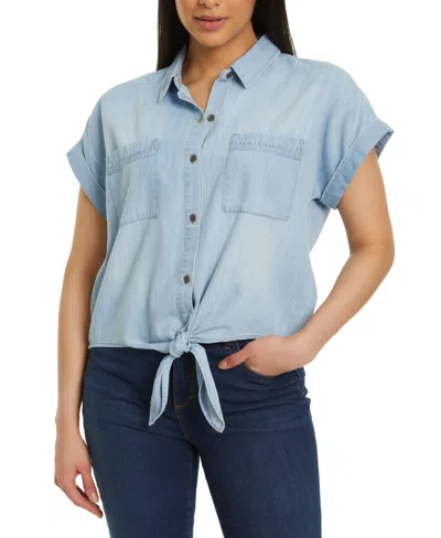 Gloria Vanderbilt Women's Jasmina Tie-front Shirt In Blue