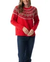 Gloria Vanderbilt Women's Juna Fair Isle Long Sleeves Sweater In Red