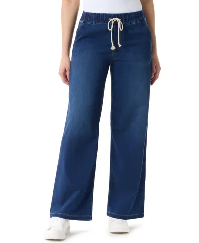 Gloria Vanderbilt Women's Knit Drawstring Straight Denim Jeans In Blue