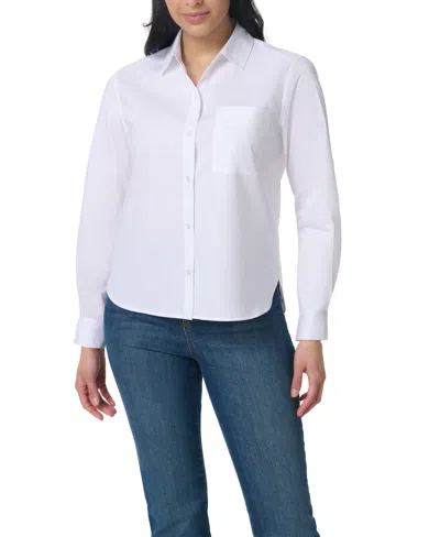 Gloria Vanderbilt Women's Livia Cotton Point Collar Shirt In White
