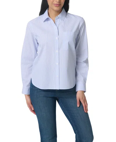 Gloria Vanderbilt Women's Livia Long-sleeve Point-collar Shirt In Blue Stripe