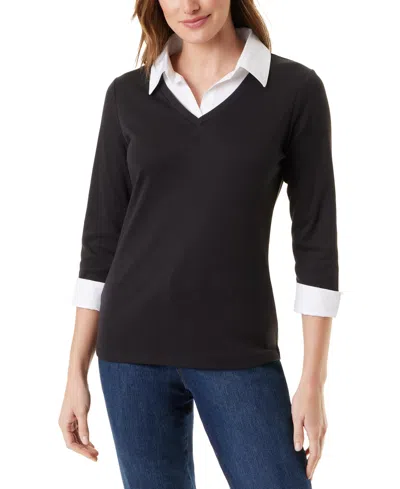 Gloria Vanderbilt Women's Maxine Layered-look Top In Black