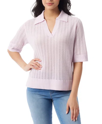 Gloria Vanderbilt Women's Peggy Pointelle-knit Polo Sweater In Soft Peony
