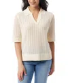 Gloria Vanderbilt Women's Peggy Pointelle-knit Polo Sweater In Vintage White