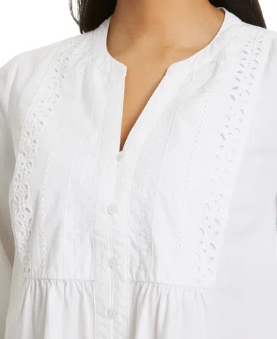 Gloria Vanderbilt Women's Peplum Button-front Top In White