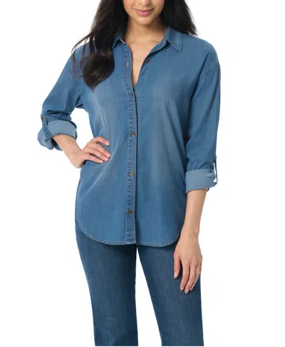 Gloria Vanderbilt Women's Petite Amanda Long Sleeve Shirt In Blue