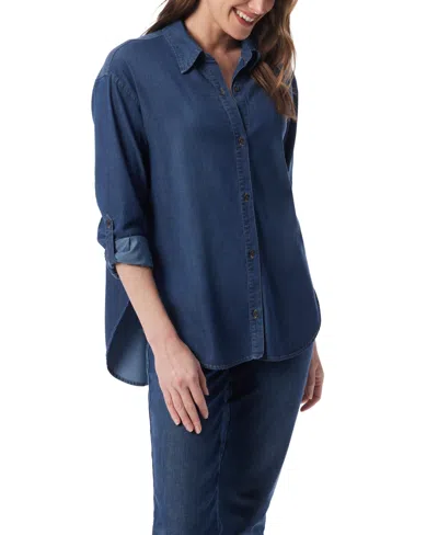 Gloria Vanderbilt Women's Petite Amanda Long Sleeve Shirt In Blue
