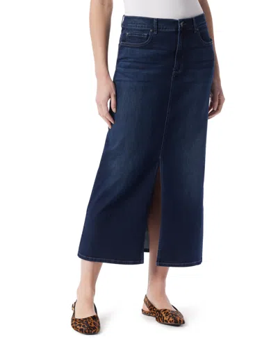Gloria Vanderbilt Women's Petite Front-slit Denim Maxi Skirt In Blue