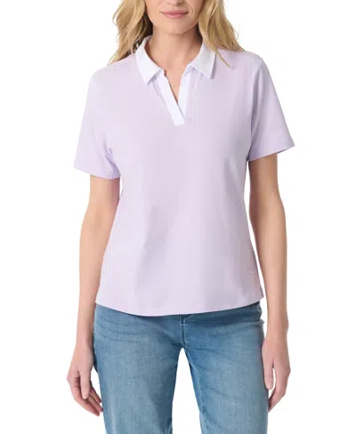 Gloria Vanderbilt Women's Point Collar Short-sleeve Polo T-shirt In Neutral