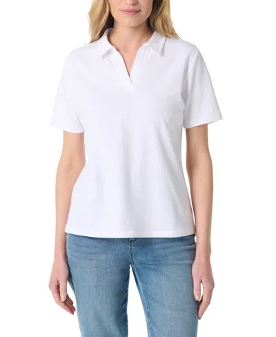Gloria Vanderbilt Women's Point Collar Short-sleeve Polo T-shirt In White