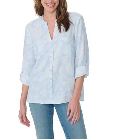 Gloria Vanderbilt Women's Sabina Band Collar Top In Blue