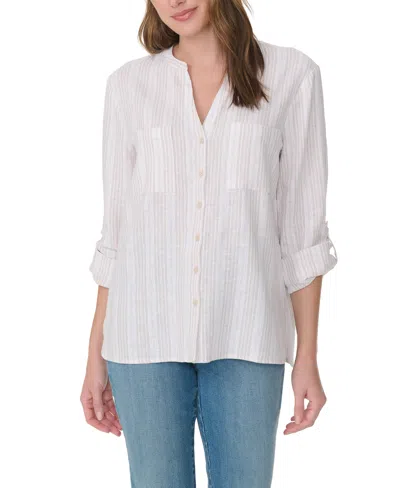 Gloria Vanderbilt Women's Sabina Band Collar Top In White
