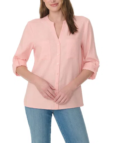 Gloria Vanderbilt Women's Sabina Band Collar Top In Pink
