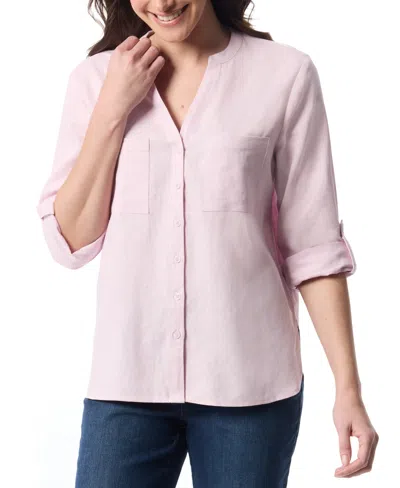 Gloria Vanderbilt Women's Sabina Woven Split-neck Shirt In Soft Peony