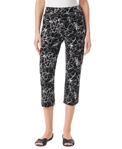 Gloria Vanderbilt Women's Shape Effect Pull-on Capri Jeans In Black Ink Floral