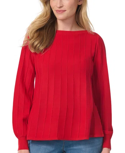Gloria Vanderbilt Women's Thelma Ribbed-knit Boat Neck Loose-fit Sweater In Rush Melange