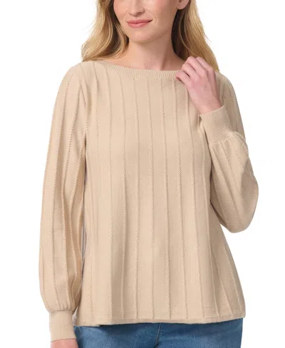 Gloria Vanderbilt Women's Thelma Ribbed-knit Boat Neck Loose-fit Sweater In Savannah Tan