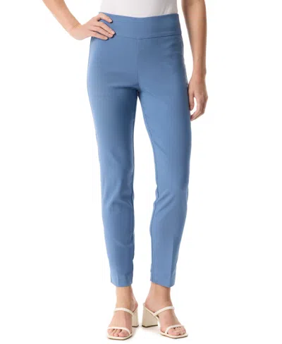 Gloria Vanderbilt Women's Tummy-control Printed Pull-on Slim Trousers In Blue