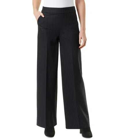 Gloria Vanderbilt Women's Wide-leg Striped Pull-on Pants In Black Stripe