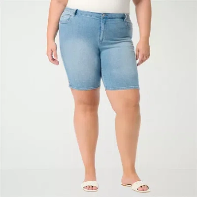 Gloria Vanderbilt Womens 10" Plus Denim Short In Blue