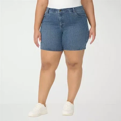 Gloria Vanderbilt Womens 7" Plus Denim Short In Blue