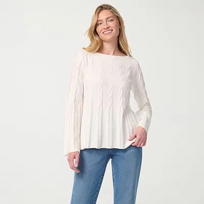 Gloria Vanderbilt Womens Boat Neck Long Sleeve Pullover Sweater In Beige