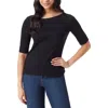 Gloria Vanderbilt Women's Alanis Boat Neck Elbow-sleeve T-shirt In Black