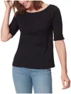 Gloria Vanderbilt Women's Alanis Boat Neck Elbow-sleeve T-shirt In Black