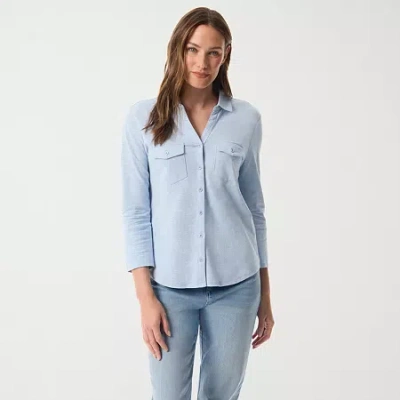 Gloria Vanderbilt Womens Button-down Shirt In Multi