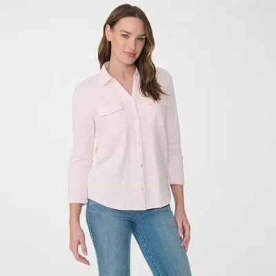 Gloria Vanderbilt Womens Button-down Shirt In Pink
