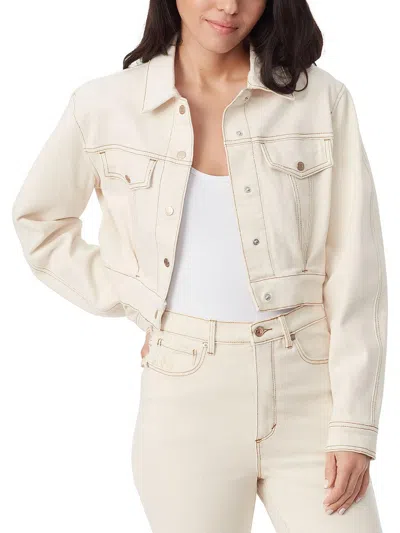 Gloria Vanderbilt Womens Cropped Denim Denim Jacket In White