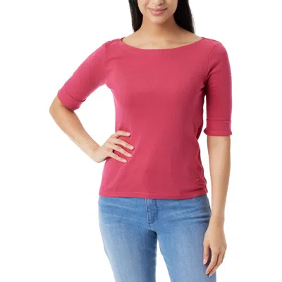 Gloria Vanderbilt Womens Cuffed Crewneck Pullover Top In Multi