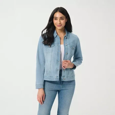 Gloria Vanderbilt Womens Denim Lightweight Jacket In Blue